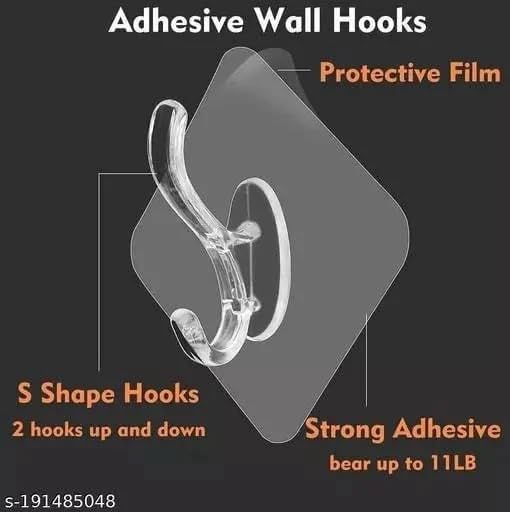 JIALTO Adhesive Hooks Kitchen Wall Hooks-Heavy Duty 13.2lb(Max) Nail Free Sticky Hangers with Stainless Hooks Reusable Utility Towel Bath Ceiling Hooks-10 pcs