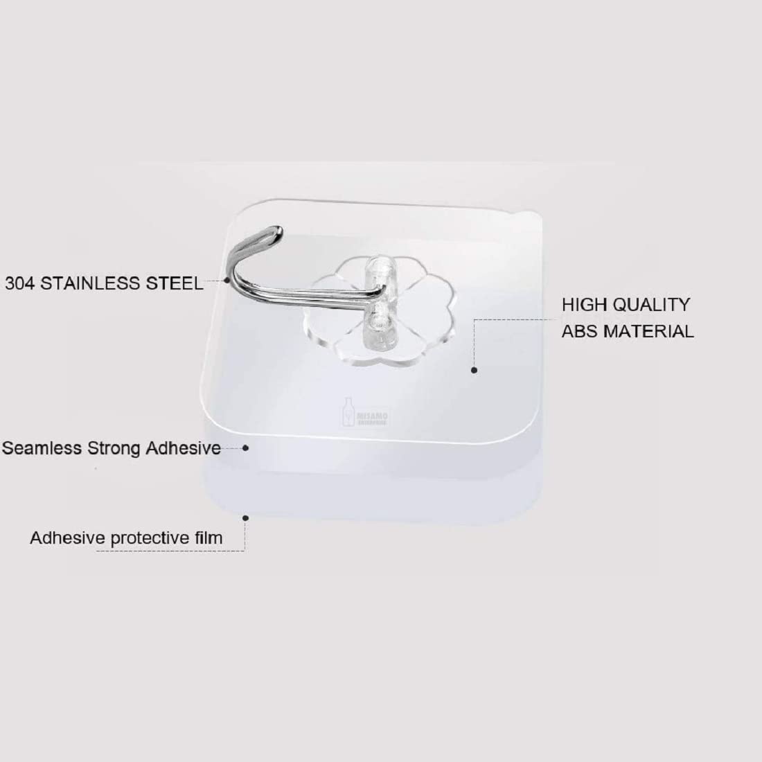 JIALTO Adhesive Hooks Kitchen Wall Hooks-Heavy Duty 13.2lb(Max) Nail Free Sticky Hangers with Stainless Hooks Reusable Utility Towel Bath Ceiling Hooks-10 pcs