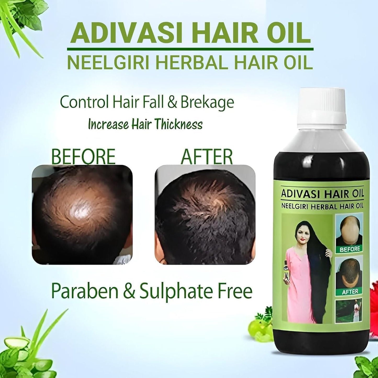 Adivasi Neelgiri Herbal Hair Oil For Faster Hair Growth and Healthy Hair Pack of 2 of 125 ML