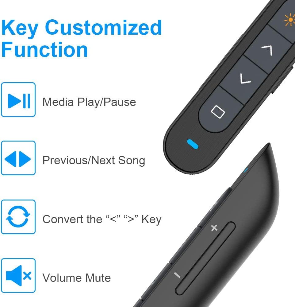 rts Laser Pointer, Professional Wireless Presenter Slide Changer Remote Clicker for Presentation, RF 2.4GHz USB Power Point Remote Control Pen,PPT Controller for Mac Computer Laptop Teacher Student