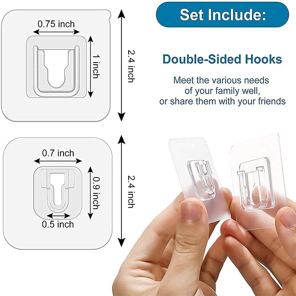 JIALTO Adhesive Hooks Kitchen Wall Hooks-Heavy Duty 13.2lb(Max) Nail Free Sticky Hangers with Stainless Hooks Reusable Utility Towel Bath Ceiling Hooks-10 pcs