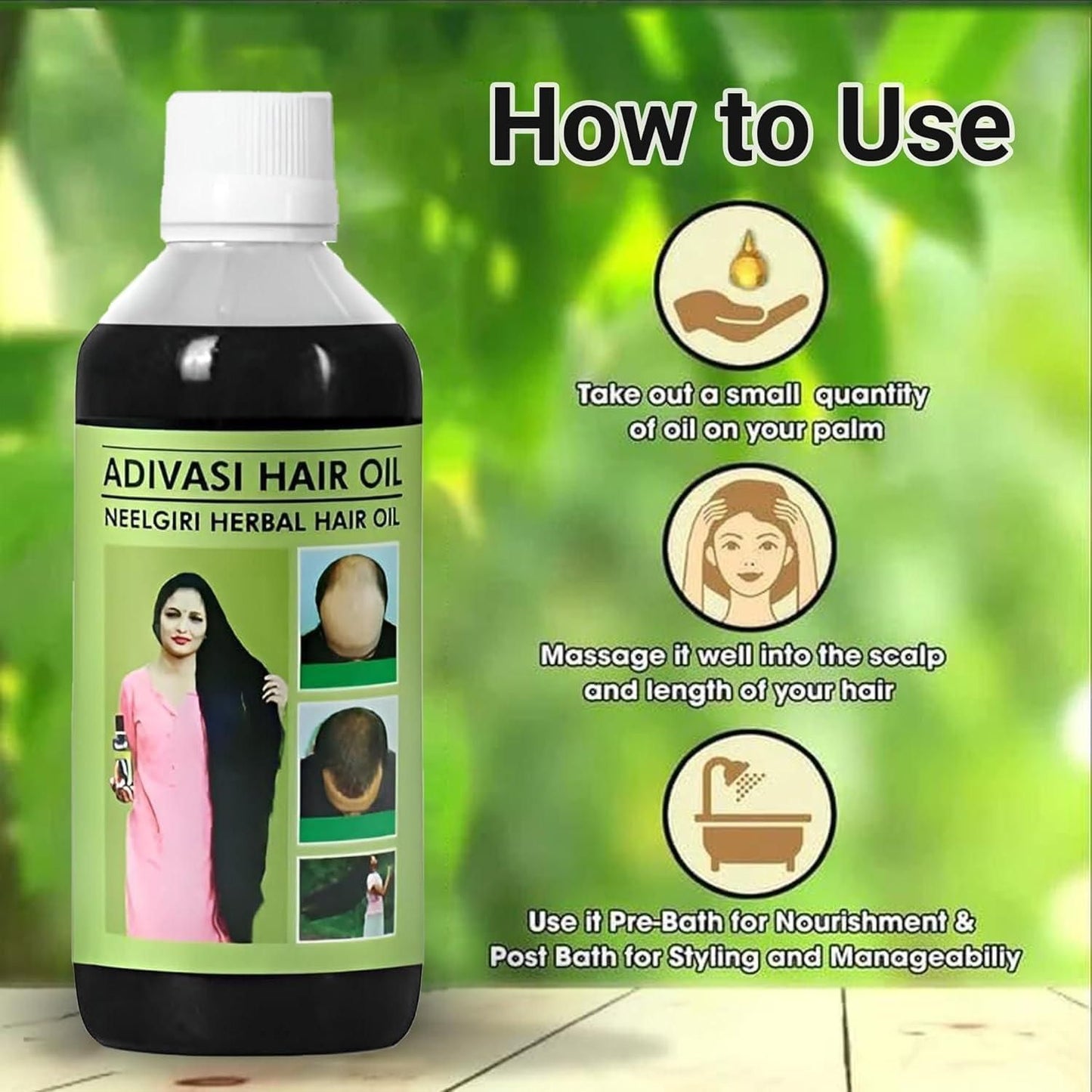 Adivasi Neelgiri Herbal Hair Oil For Faster Hair Growth and Healthy Hair Pack of 2 of 125 ML