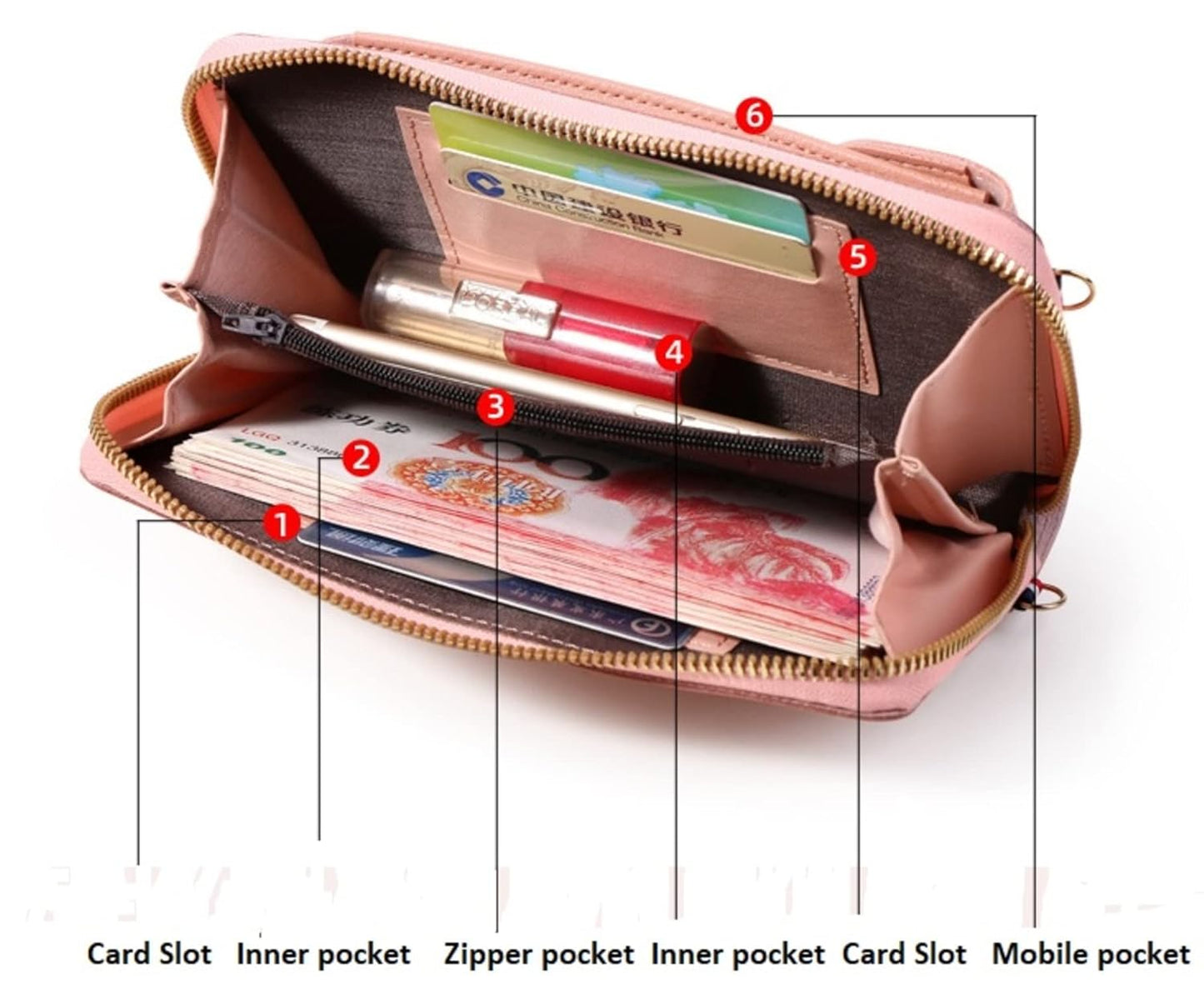 MOMISY Women Cellphone Sling Bag Card Holder Wallet Handbag Crossbody multi-function Shoulder Mobile Bag for Girls