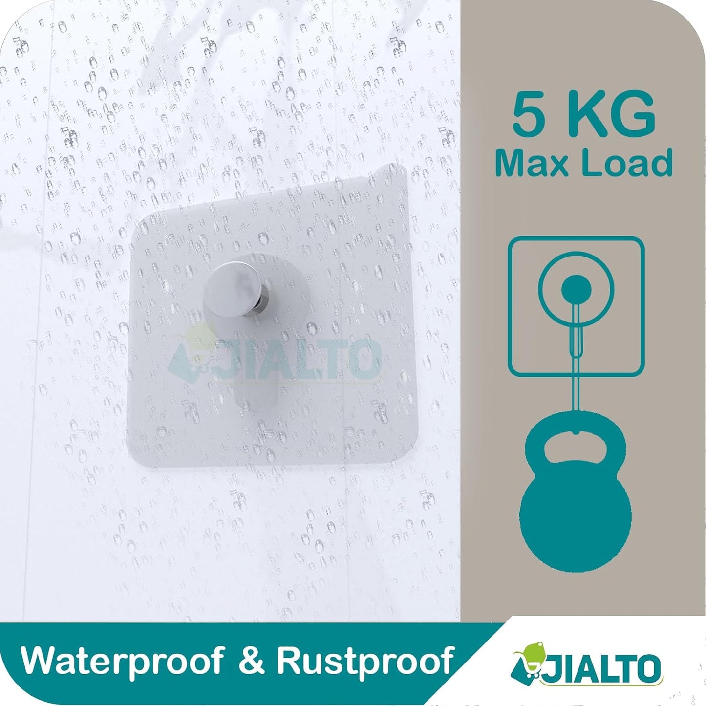 JIALTO Adhesive Hooks Kitchen Wall Hooks-Heavy Duty 13.2lb(Max) Nail Free Sticky Hangers with Stainless Hooks Reusable Utility Towel Bath Ceiling Hooks-10 pcs