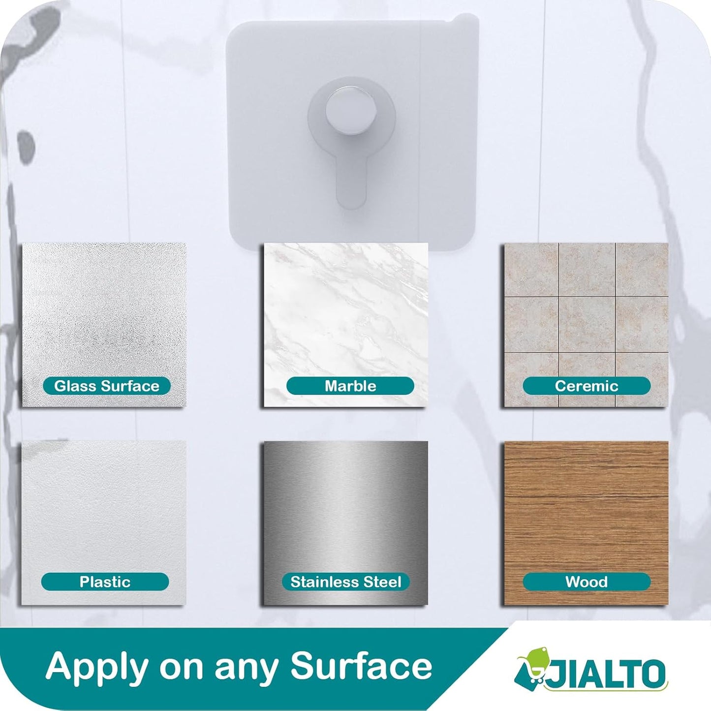 JIALTO Adhesive Hooks Kitchen Wall Hooks-Heavy Duty 13.2lb(Max) Nail Free Sticky Hangers with Stainless Hooks Reusable Utility Towel Bath Ceiling Hooks-10 pcs
