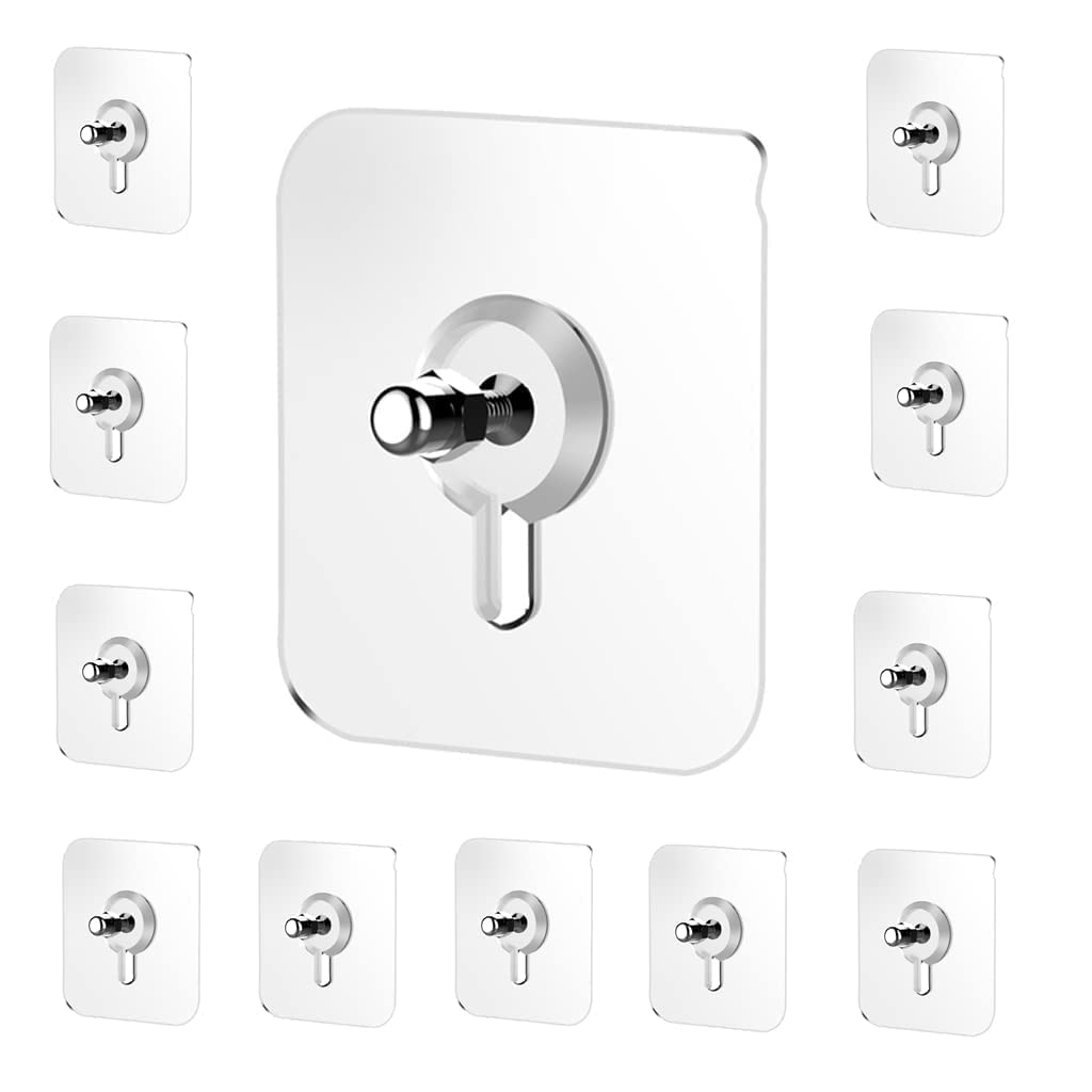 JIALTO Adhesive Hooks Kitchen Wall Hooks-Heavy Duty 13.2lb(Max) Nail Free Sticky Hangers with Stainless Hooks Reusable Utility Towel Bath Ceiling Hooks-10 pcs