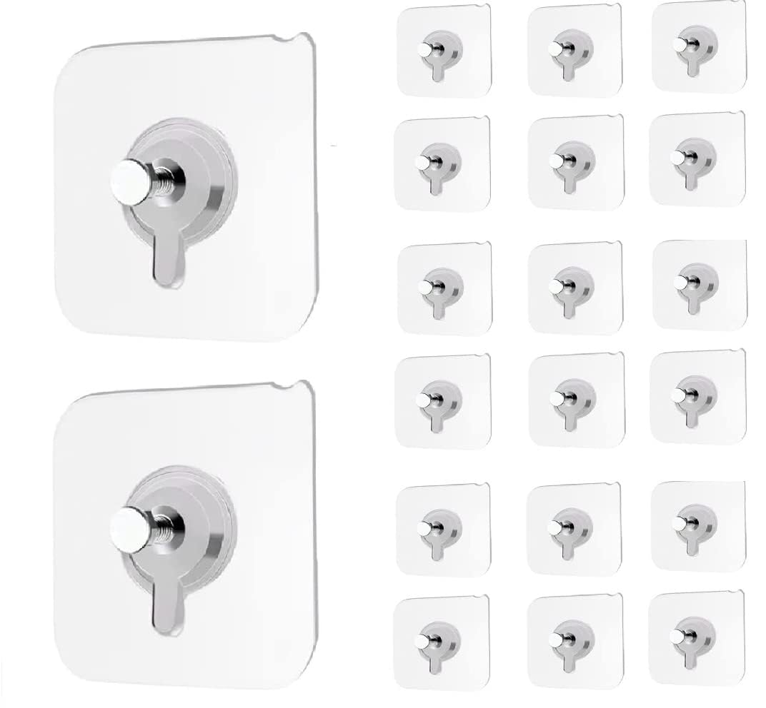 JIALTO Adhesive Hooks Kitchen Wall Hooks-Heavy Duty 13.2lb(Max) Nail Free Sticky Hangers with Stainless Hooks Reusable Utility Towel Bath Ceiling Hooks-10 pcs