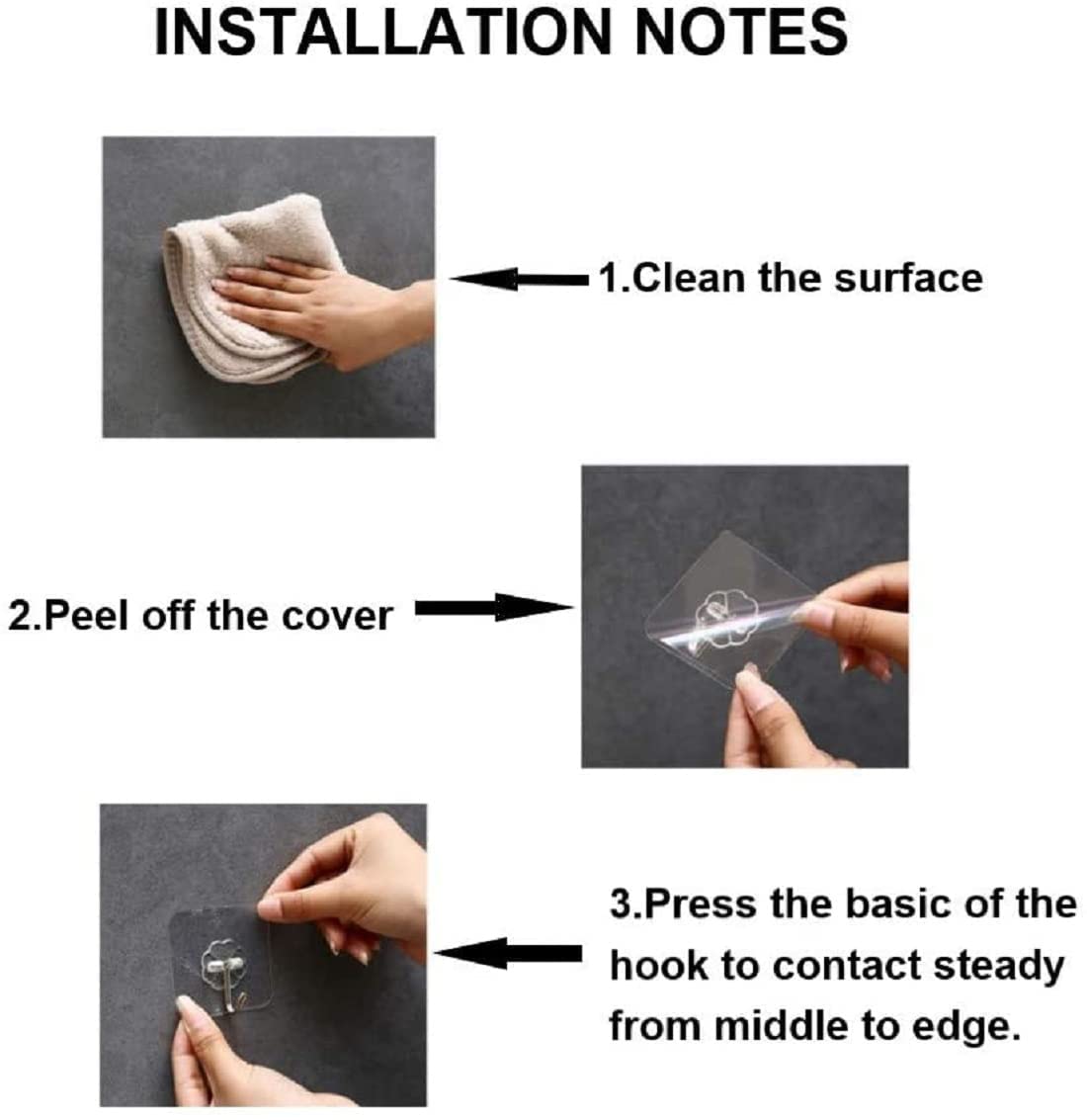 JIALTO Adhesive Hooks Kitchen Wall Hooks-Heavy Duty 13.2lb(Max) Nail Free Sticky Hangers with Stainless Hooks Reusable Utility Towel Bath Ceiling Hooks-10 pcs