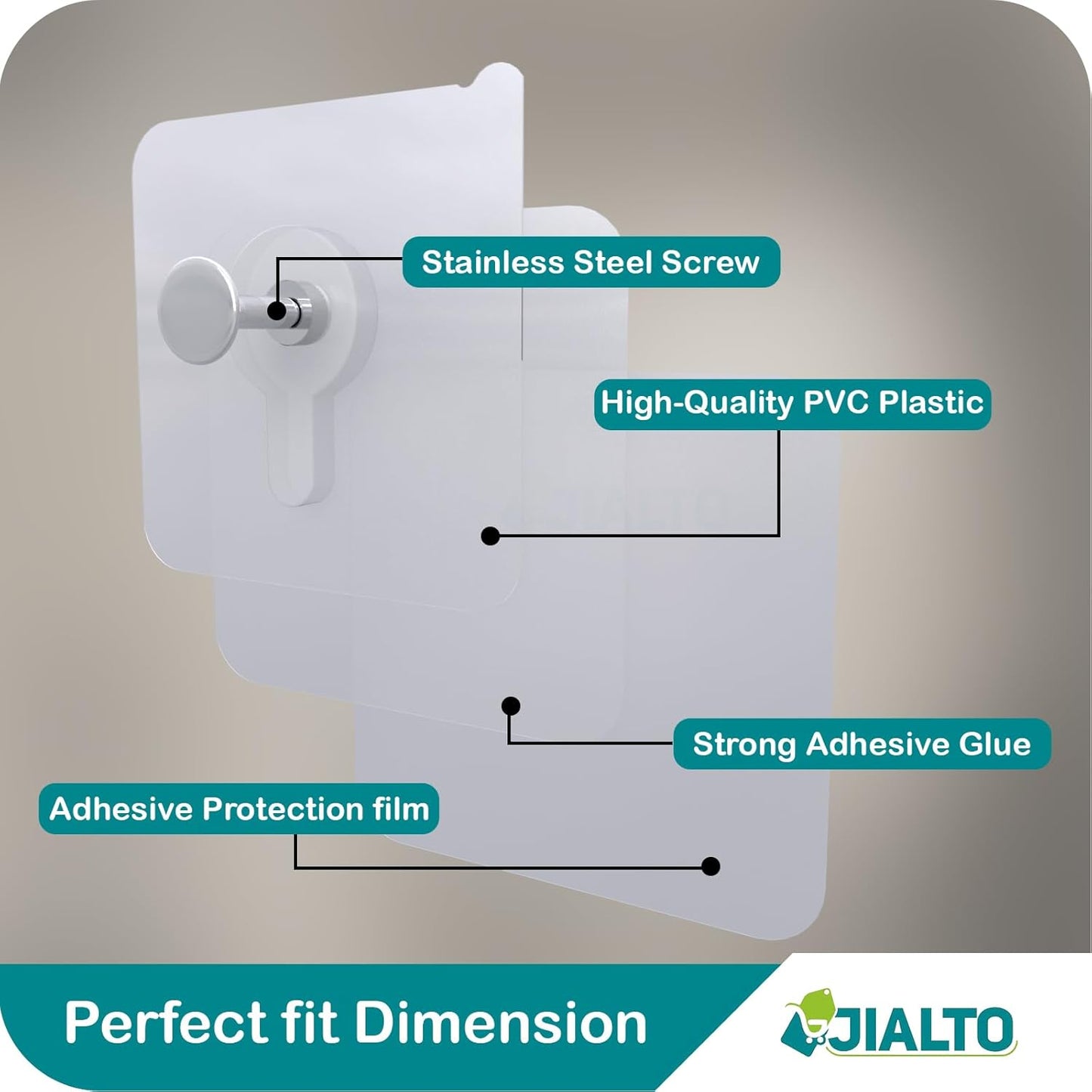 JIALTO Adhesive Hooks Kitchen Wall Hooks-Heavy Duty 13.2lb(Max) Nail Free Sticky Hangers with Stainless Hooks Reusable Utility Towel Bath Ceiling Hooks-10 pcs