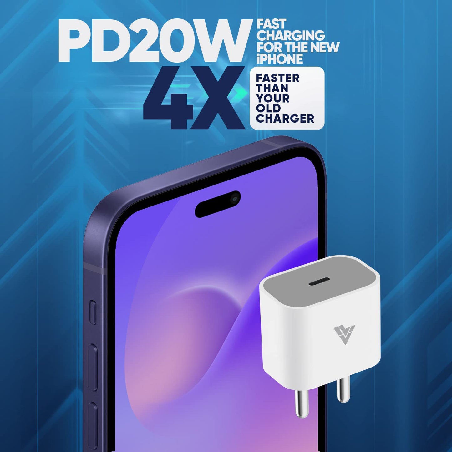 DR VAKU® 20W Charger Type C Adapter for iPhone 15/15 Plus/15 Pro/15 Pro Max, iPhone 14/14 Plus/14 Pro/Max, iPhone 13/12/11 Series with PD 3.0 USB-C 20 Watt Fast Charging Adaptor-White & Grey