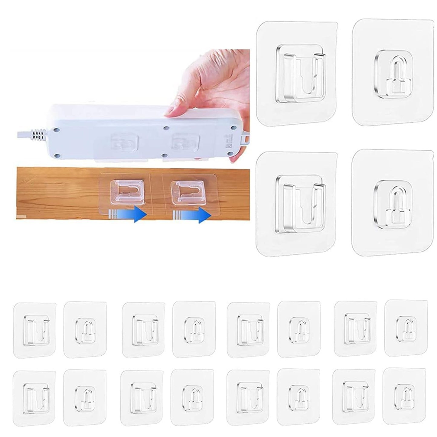 JIALTO Adhesive Hooks Kitchen Wall Hooks-Heavy Duty 13.2lb(Max) Nail Free Sticky Hangers with Stainless Hooks Reusable Utility Towel Bath Ceiling Hooks-10 pcs