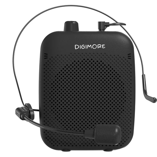 DIGIMORE Wireless Voice Amplifier for Teachers with Bluetooth | 10-Hr Battery | 10W Speaker | Wireless Headset Mic for Tour Guides, Teaching Mic, Factory Visits & PA System (D-1200 WL)