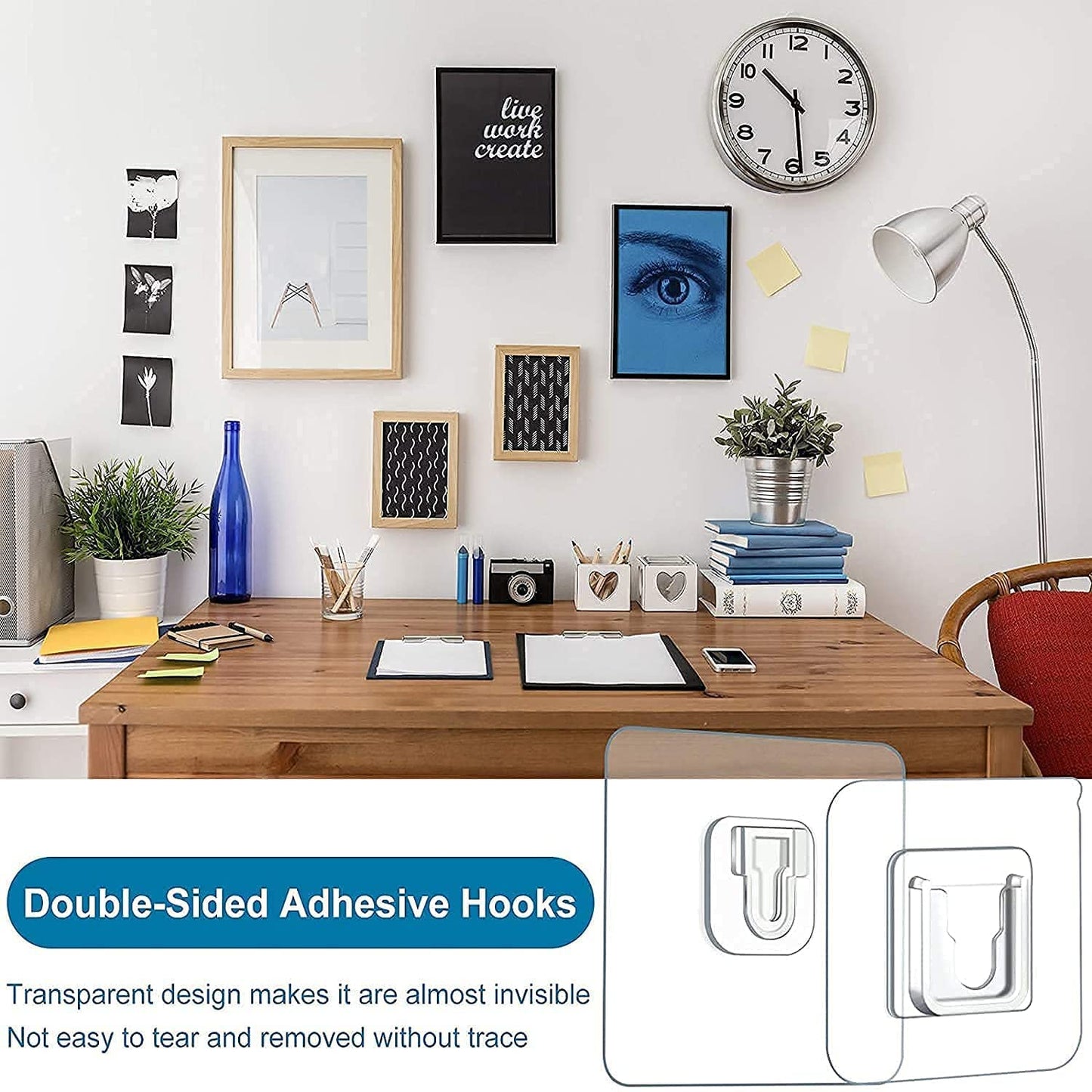 JIALTO Adhesive Hooks Kitchen Wall Hooks-Heavy Duty 13.2lb(Max) Nail Free Sticky Hangers with Stainless Hooks Reusable Utility Towel Bath Ceiling Hooks-10 pcs